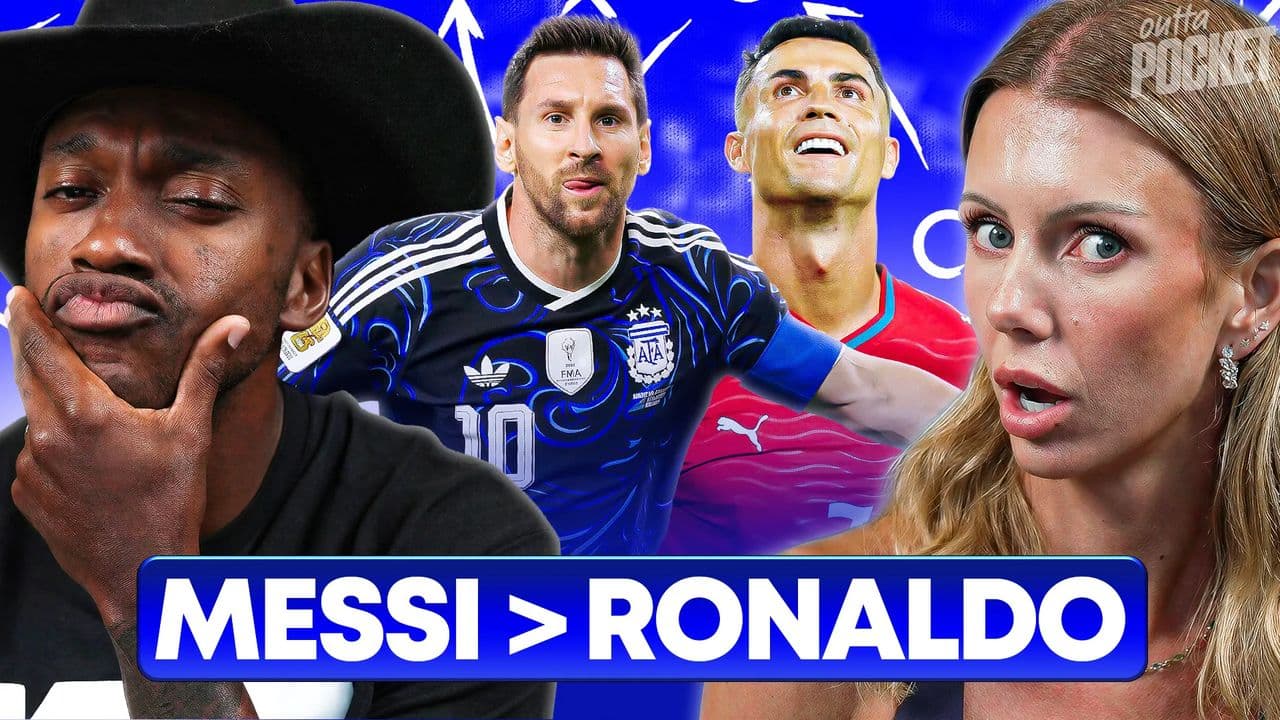 Thumbnail design — Outta Pocket, Messi vs Ronaldo